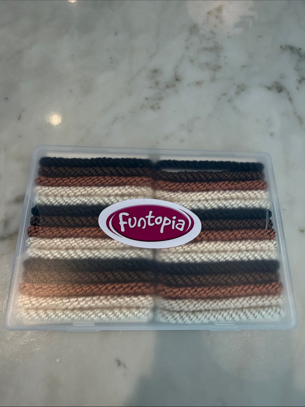 Funtopia Neutral Striped Hair Bands Set - Brown, Cream, Black, new in box